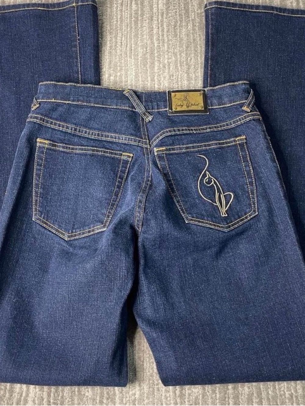 Baby Phat Women's Dark Blue Boot Cut Jeans with Embroidered Back Pocket